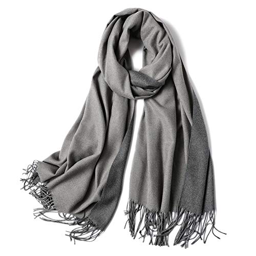 SOJOS Women Men Reversible Large Soft Cashmere Wool Wraps Shawls Scarf SC302 with Dark Grey&Light Grey