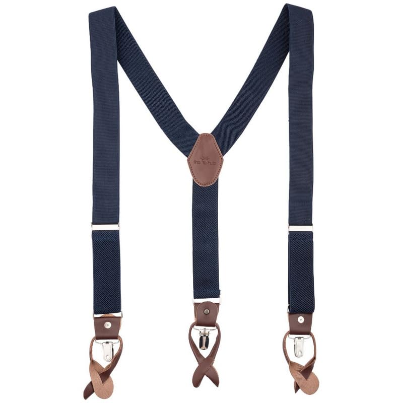 Image of The Tie Hub Button Suspenders for Men | Gentry Button-On Y-Back Elastic Braces | Adjustable 1.25 Inch | Formal Wedding