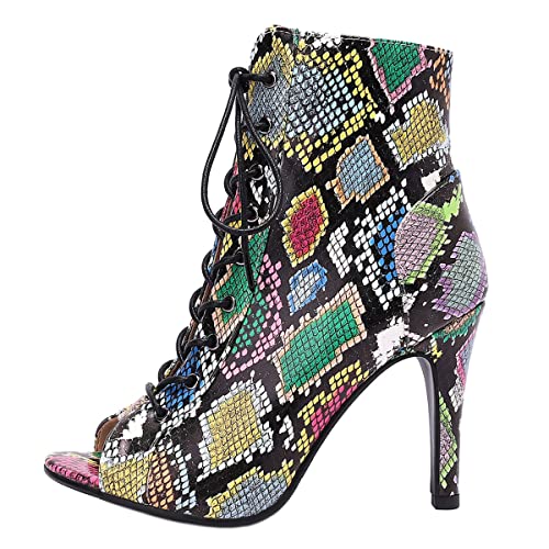 SHEMEE Women's Summer Peep Toe Stiletto High Heel Ankle Boots Lace Up Sandals Booties2