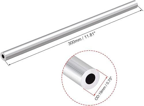 Miniatura 2 de uxcell Tubo redondo de aluminio 6063, tubo recto de aluminio inconsútil de aluminio inconsútil de la longitud 62.3 ft m OD 32.8 ft m del diámetro