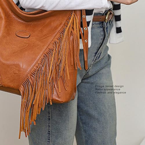 Women's Tassel Fringe Shoulder Bag, PU Leather Messenger Bag, Adjustable Strap, Large Capacity for Daily Use2