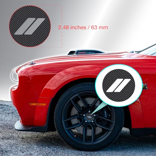 Image of IPG Compatible with Dodge Charger, Challenger, Durango (2017-2023) Wheel Center Cap Overlay Decal Sticker Wrap Kit - Hash Rhombus Design - Personalize Your Vehicle (Outer Logo, Black Carbon Fiber)