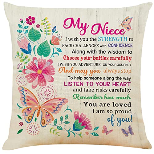 Gifts For Niece Throw Pillow Covers, Listen To Your Heart Pillowcase Cushion Case For Sofa Bed Couch Bedroom, Niece Birthday Gift Ideas From Aunt, Present For Niece Christmas Graduation #TOP11
