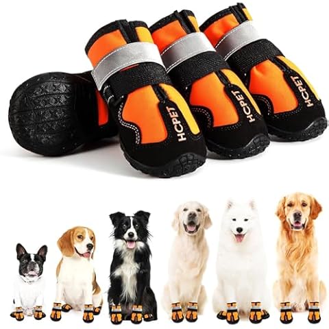 Hcpet Waterproof Dog Boots with Anti-Slip Sole Cover
