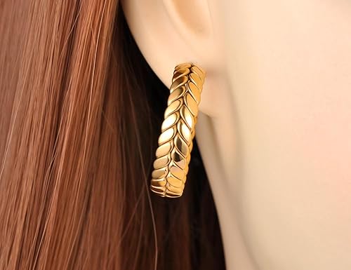 Vista 5 de Aretes geométricos negros para mujer, de acero inoxidable, hipoalergénicos, hechos a mano, aretes colgantes de oro rosa, gruesos y delicados aretes