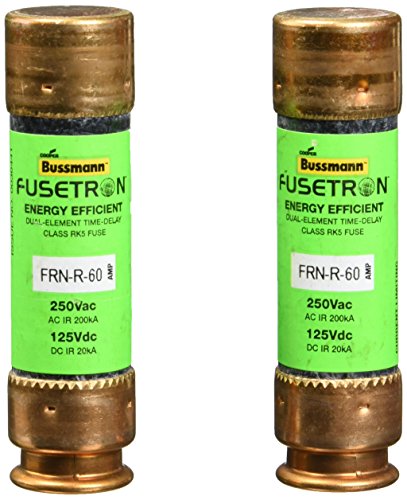 Bussmann BP/FRN-R-60 60 Amp Fusetron Dual Element Time-Delay Current Limiting Class RK5 Fuse, 250V Carded UL Listed, 2-Pack