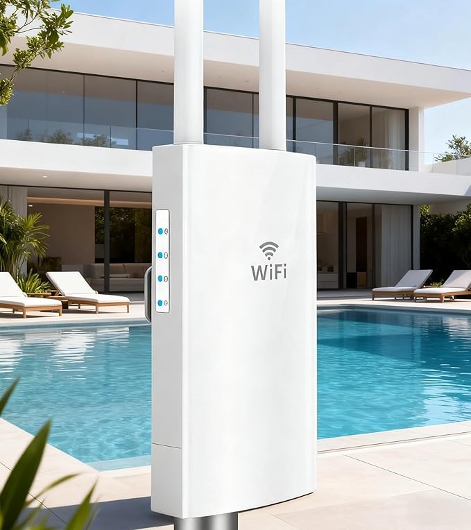 WONLINK Punto de Acceso Inalámbrico, Repetidor WiFi para Exteriores, Amplificador WiFi de AC1200 Doble Banda con 2 Puertos Gigabit Ethernet, Compatible con los Modos Repetidor/Ap/Router, IP66
