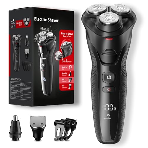 rategist Cordless Electric Razor for Men: 3-in-1 Electric Shavers for Men - IPX7 Waterproof & Precision Blades - Turbo Speed Travel Kit for Beard Nose Sideburns