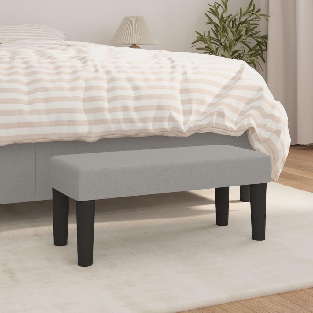 Banc gris clair 70x30 cm en tissu avec rembourrage mousse pour entrée et couloir