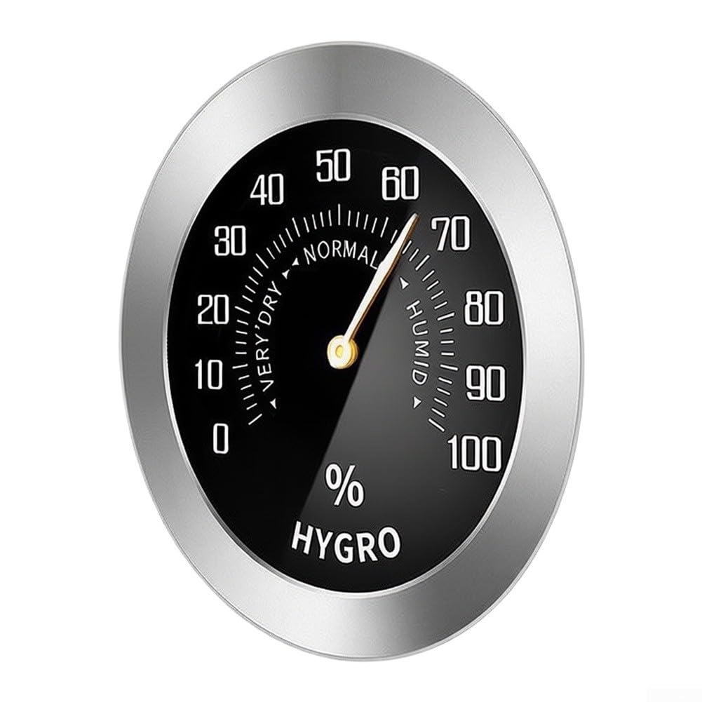 Termómetro Digital Interior con Higrómetro de Alta Precisión para Coche y Hogar - Monitor Temperatura Humedad para compacto 3.7cm Aleación Aluminio Negro