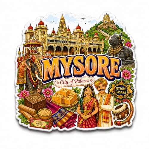 Image of Zesta Wooden Fridge Magnets Set | Refrigerator Decor Magnets for Kitchen | India Souvenir Fridge Magnet Collection | Wooden Magnet for Fridge Door Decoration (Mysore)