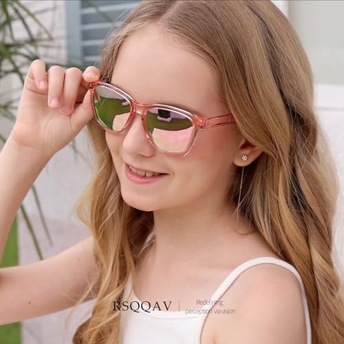 Image of Kids Polarized Sunglasses for Girls Boys UV400 Protection Classic Fashion sun Glasses Lightweight Material Age 3-10