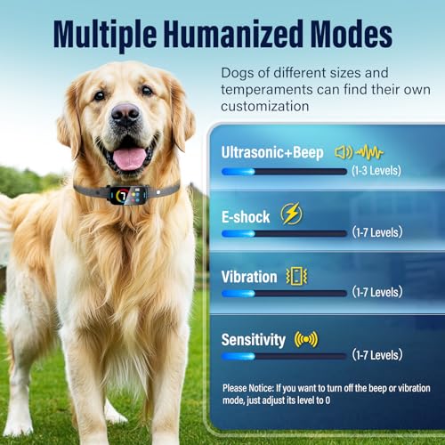 image for SLAYKAM Bark Collar for Large Medium Dogs Smart Ultrasonic Dog Bark Co