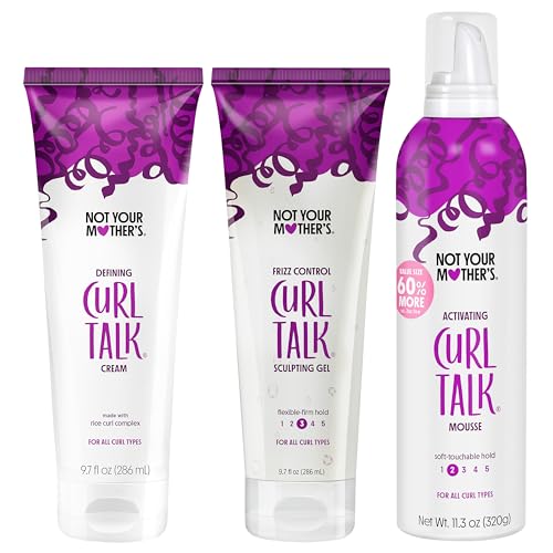 Image of Not Your Mother's Curl Talk Defining Cream, Styling Gel, & Mousse - 3 Pack | Defining Cream, Frizz Control Styling Gel, & Activating Mousse - Maximize Definition & Control Frizz - Citrus Jasmine Scent