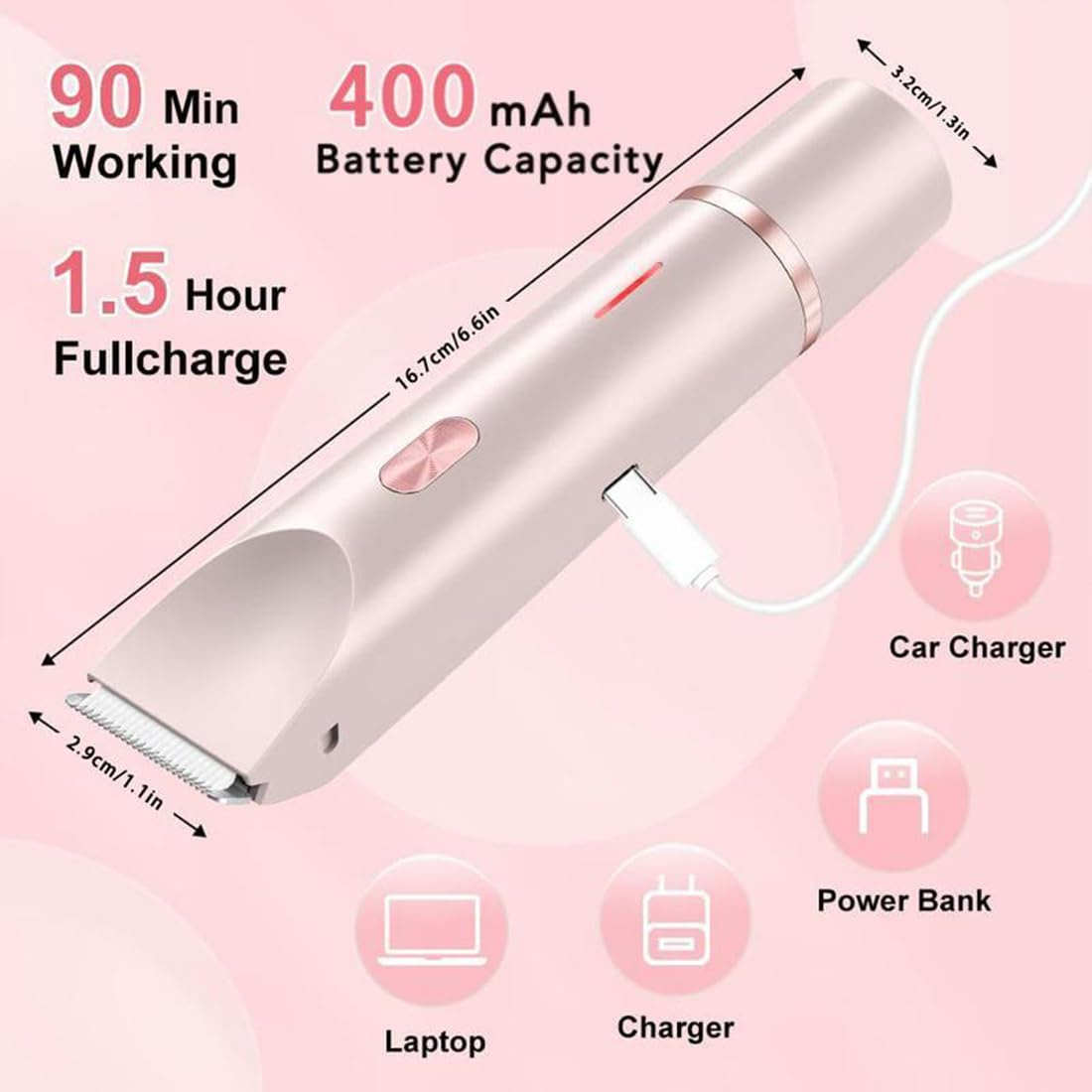 Glowshave - Rasoio Aura 2 in 1 per barba, gambe, braccia, ascelle, pubica, ricaricabile USB, impermeabile IPX7, facile pulizia (2 set)