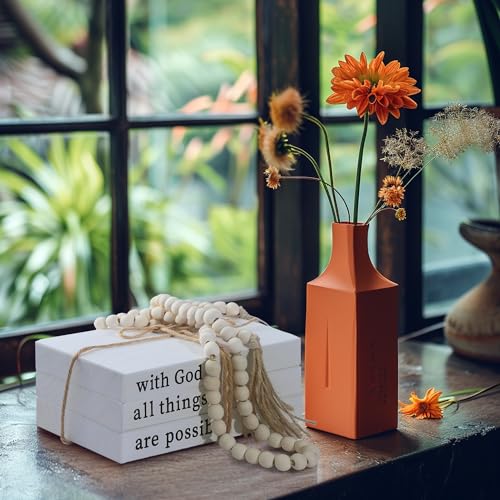 Decorative Books for Home Decor,Rustic Farmhouse Decor,Faux Books for Decoration,Farmhouse Shelf Decor,Fake Books,Decor Books for Coffee Table,with Wooden Bead String Tassel 58 in - Image 5