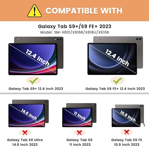 Image of TGK Rotating Cover for Samsung Galaxy Tab S9 FE+ 12.4 inch Leather Flip Case Cover (Black)