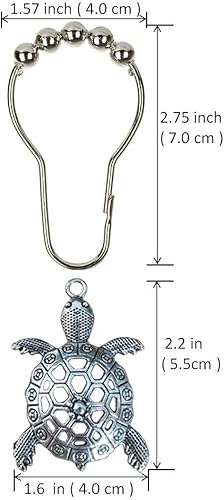 Miniatura 2 de Anillas para cortina de ducha de tortugas marinas, ganchos de ducha de metal plateado para cortina de ducha, ganchos de ducha a prueba de óxido,