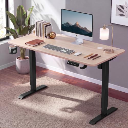 Image of Dr Luxur Stallion Electric Standing Desk | Height Adjustable | 70kg Load | 3 Memory Presets | Zero Wobble | Child Lock | Low Noise Motor | 4 Year Warranty | Metallic Frame (Arctic Oak, 1000 * 600 mm)