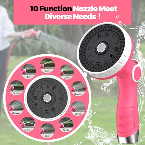 Image of Retractable Garden Hose Reel 5 /8 in x100 ft, Heavy Duty Wall Mounted Hose Reel with 10- Function Sprayer Nozzle, Any Length Lock /Automatic Slow Return System,180 Swivel Bracket