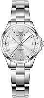 Vista 1 de OLEVS Reloj de pulsera para mujer, elegante, con diamantes, analógico, de cuarzo, de dos tonos, de acero inoxidable, impermeable, luminoso