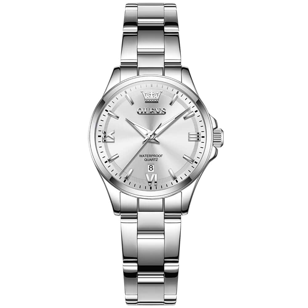 OLEVS Watch Women Luxury Stainless Steel Small Wrist Dress Waterproof Analog Stainless Steel