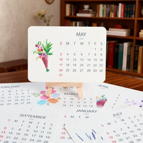Eco-Friendly Plantable Love Seed Calendar 2026 Perfect Modern Greening Calendars Planner Plantable Seed Calendar 2026 Month Biodegradable Seed Paper Planner for Garden & Decor
