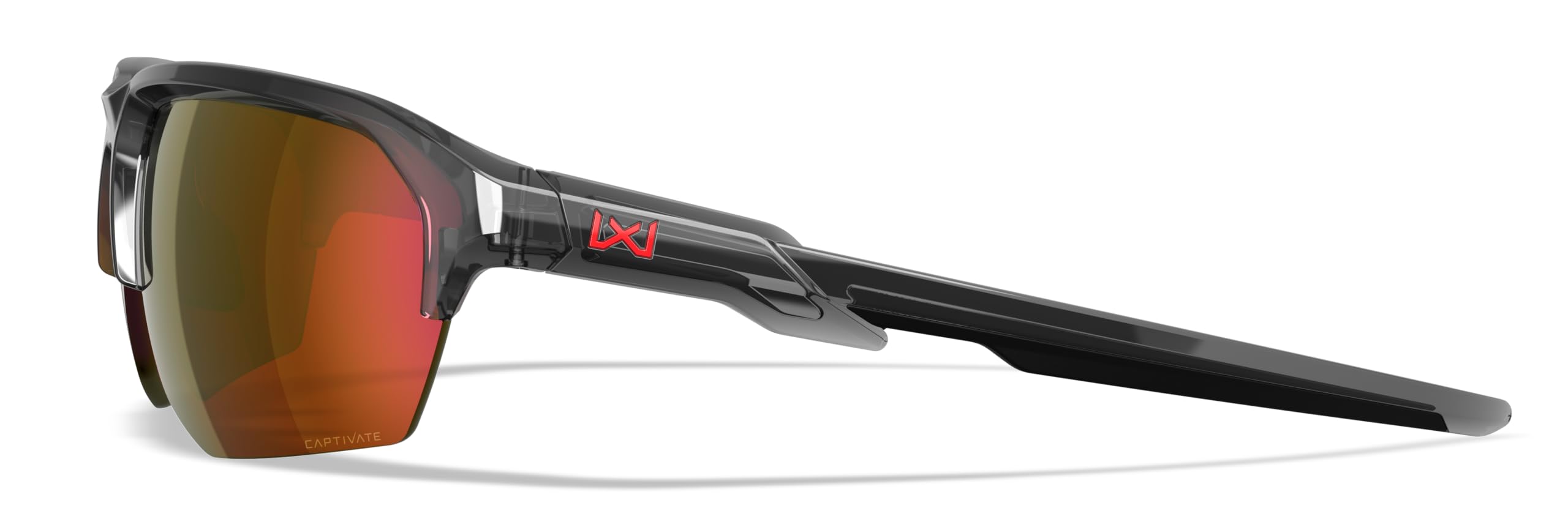 Wiley X JAKL - Gafas de sol balísticas, gafas de seguridad para hombres y mujeres, protección ocular UV para disparar y al aire libre (marco gris cristal brillante con lentes de espejo rojo no