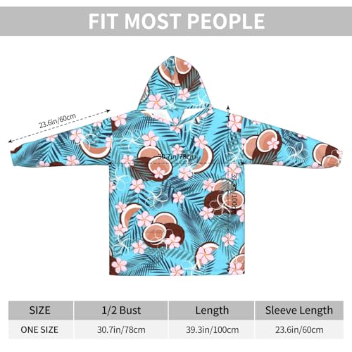 Sweat à capuche couverture bleu au motif de noix de coco tropicale
