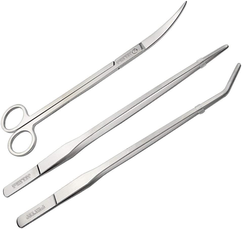 3Pcs Sliver Aquarium Tweezers Tools