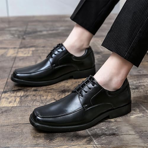 Formal Oxford Shoes for Men's Lace Up Vegan Leather Fashion Plain Toe Non Slip Block Heel Tuxedo2