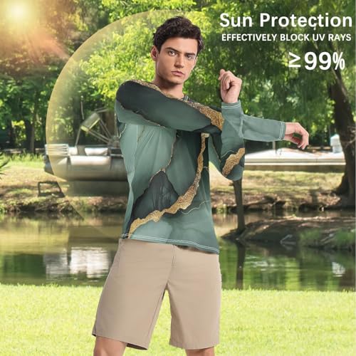 Marble Sage Green Black Sun Protection SPF Rash Guard Shirt Elastic Comfort UV Sun Protection Outdoors4