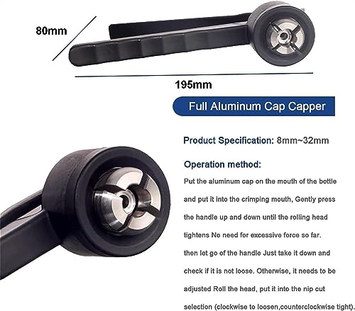 Herramienta crimpadora de aluminio, máquina prensadora manual de viales y tapas de botellas, de acero inoxidable, crimpado eficiente para varias botellas