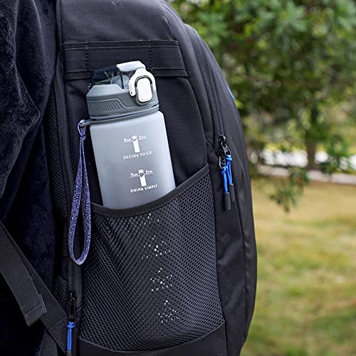 BLOOOK Sportwaterfles 1L, BPA gratis waterfles met stro, plastic drinkfles met tijdmaker, lekvrije draagbare grote waterfles voor buiten, fietsen, sportschool, school en kantoor - Image 5