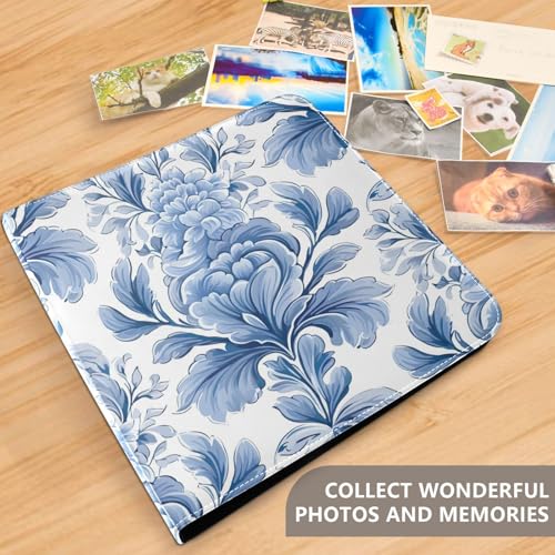 Álbum de Fotos DIY Autoadhesivo con Diseño Floral Azul de 3 Anillos, 40 Páginas 8x10 para Memorias miniatura 5