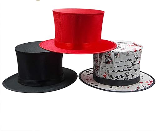 Miniatura 5 de Enjoyer Sombrero plegable para disfraz de mago, sombrero plegable, truco de magia divertido, sombreros de fiesta, accesorios de comedia (negro y