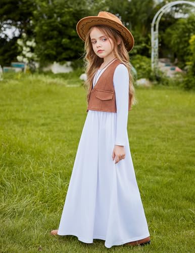 Image of Arshiner Girls Maxi Dress Long /Short Sleeve Casual Holiday Dress with Pockets for 5-13 Years