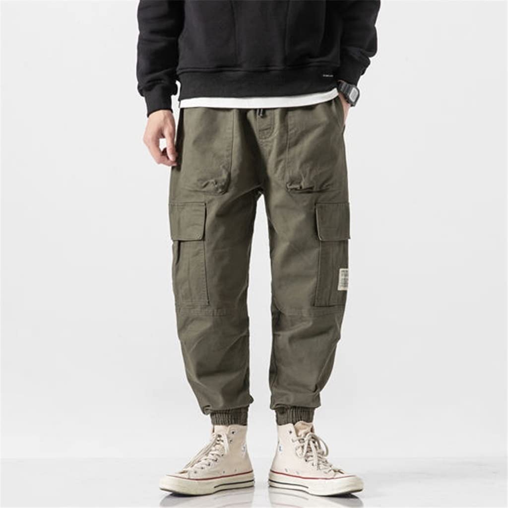 Jeans Cargo Pants Men Streetwear Hip Hop Pants Mens Joggers Pants Casual Harem Ankle Length Trousers Elastic Waist (Color : Green, Size : XL Code)