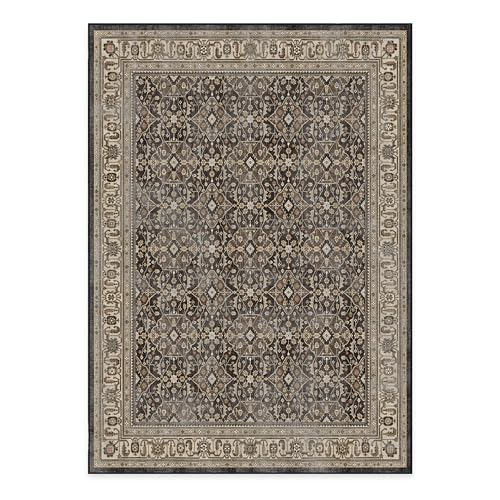 Ruggable Washable 5x7 Area Rug, Alessia Dark Wood, Premium Vintage Rugs for Living Room, Bedroom, Kitchen, Office, Classroom with Gripper Non Slip Pad
