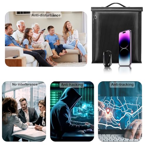 Image of 5 Pack Faraday Bags, Large Faraday Cage with Handle, Anti-Tracking Faraday Bag for Laptops & Tablets & Phones & Car Keys, Fireproof & Waterproof RFID Signal Blocker Bag