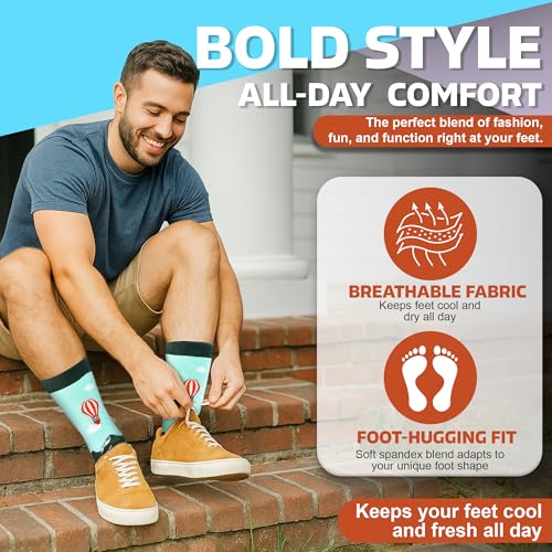 Forest & Twelfth Men’s Crew Cut Socks, Miscellaneous Fun Themes, Unique Graphic Socks, One Size Fits Most2