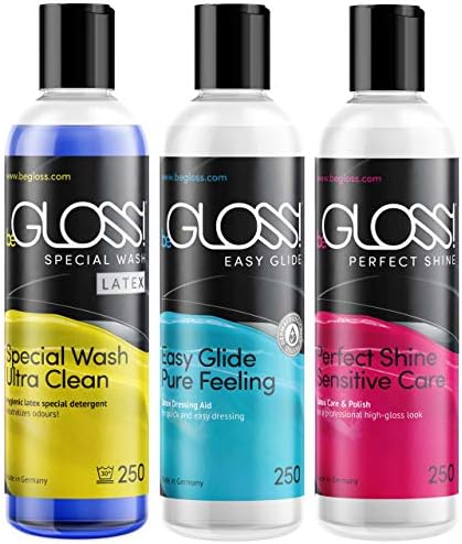 beGloss Perfect Shine 250 - Easy Glide 250 - Special Wash 250 Combo - for Latex Clothing