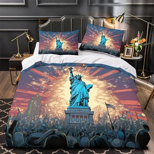 Housse de couette 3D Statue de la Liberté en microfibre premium King size - 4