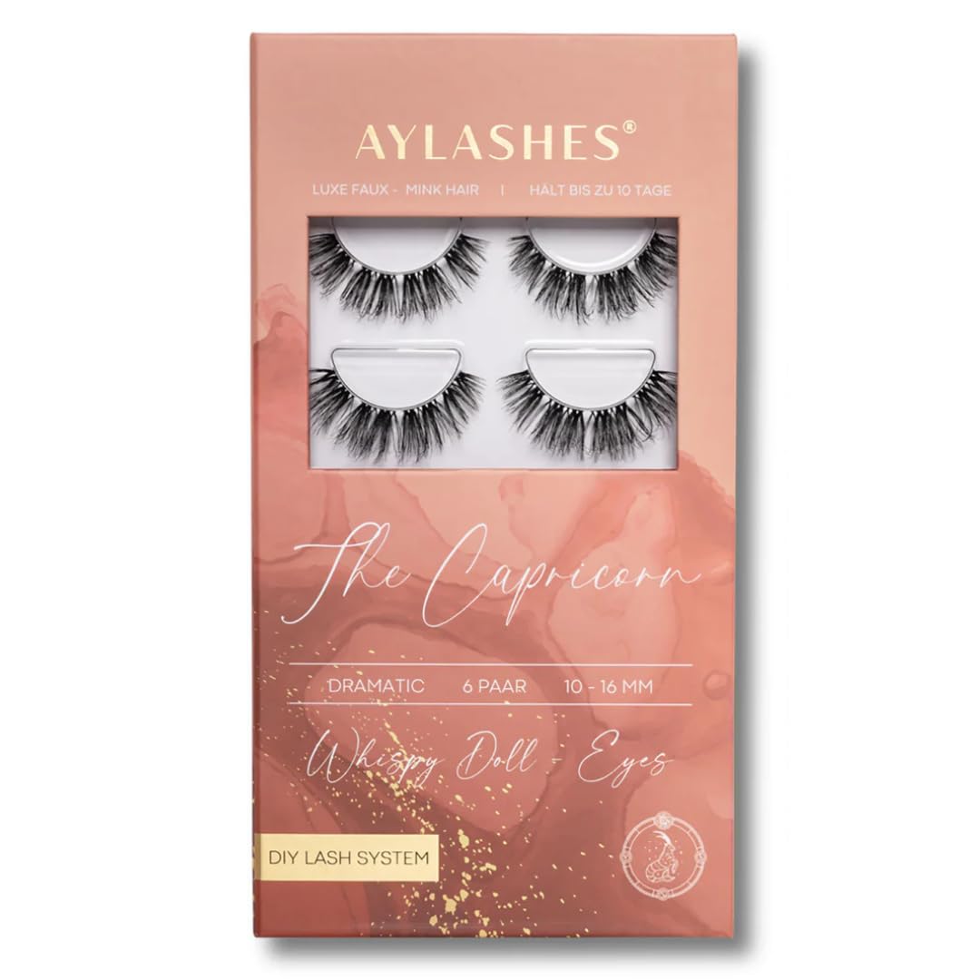AYLASHES Limited Edition Sternzeichen The Capricorn DIY Wimpernextensions für zu Hause 6 Paar Wimpern mit bis zu 7 Tage Halt