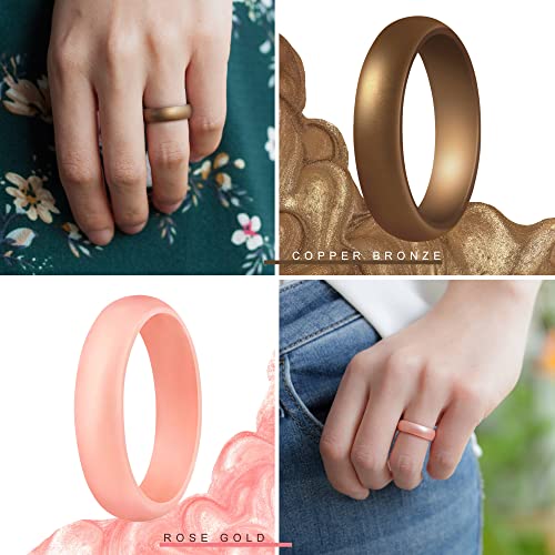 ThunderFit Women's 5.5mm Wide 2mm Thick Silicone Wedding Rings Rubber Bands,Variety Multipack 1-73