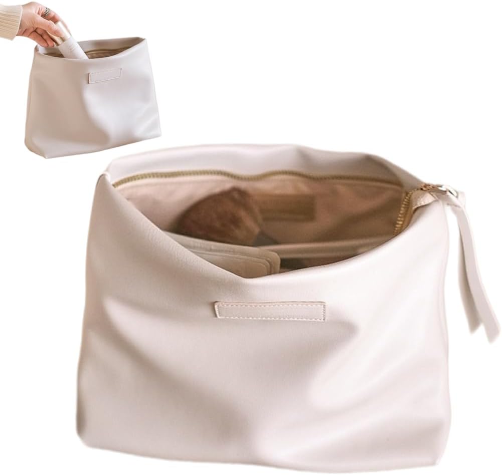 Checkered Makeup Bag Large Capacity Makeup Pouch Travel Cosmetic Bag for Women Cosmetics Skincare Care Organizer with Compartments (Black Checkered)