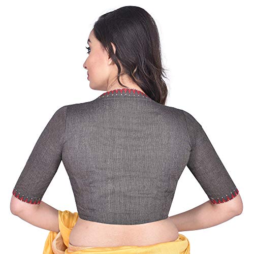 Image of RENE Women's Cotton Embroidered Half Sleeve Blouse
