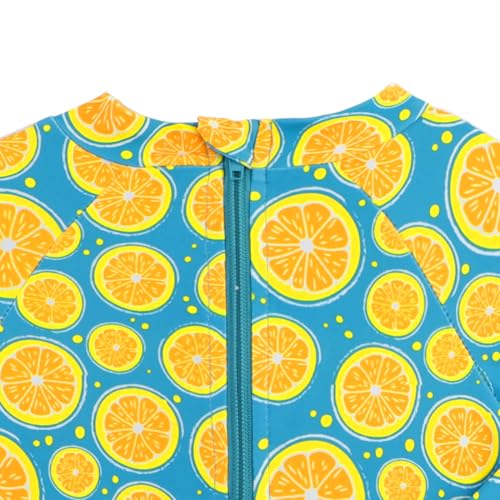Image of Baby Toddler Girl Long Sleeve Ruffle Swimsuit One Piece Zipper Rash Guard Bathing Suit with UPF 50+ Sun Protection