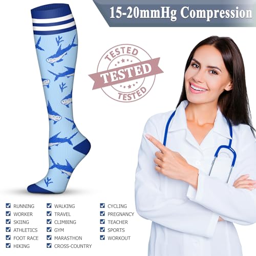 Image of QUXIANG Copper Compression Socks for Women & Men Circulation (8 Pairs) - Best for Running Athletic Cycling - 15-20 mmHg