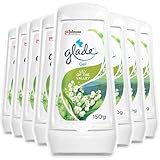 Glade Solid Gel Air Freshener, Odour Eliminator for Home & Bathroom, Lily of The Valley, Pack of 8 (8 x 150g)